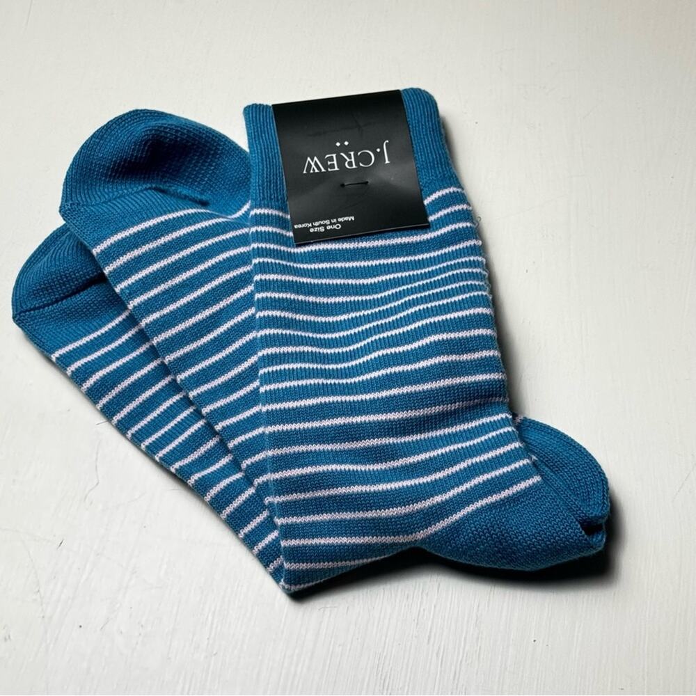 J. Crew Casual Style Blue Striped Socks Sz OS NWT